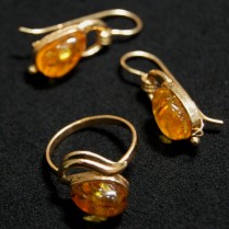 Vintage golden set with amber